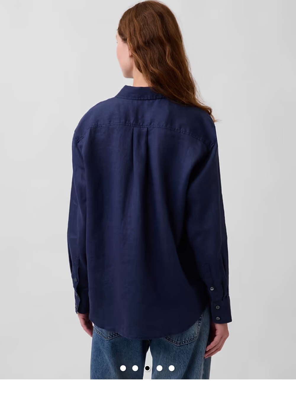 Gap 100% linen oversized shirt in navy blue, size XS - Picture 2 of 5